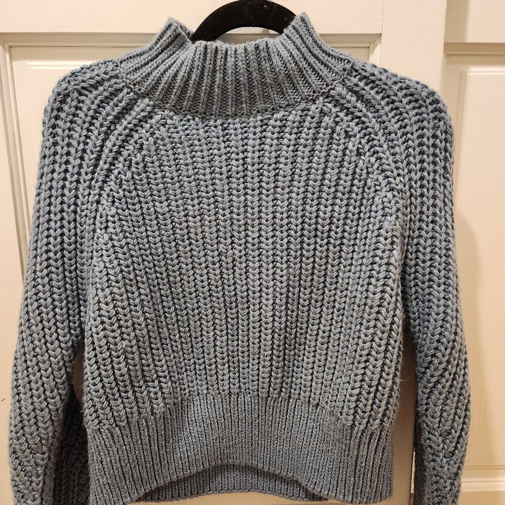 Knitted Oversize Cable Blue Sweater